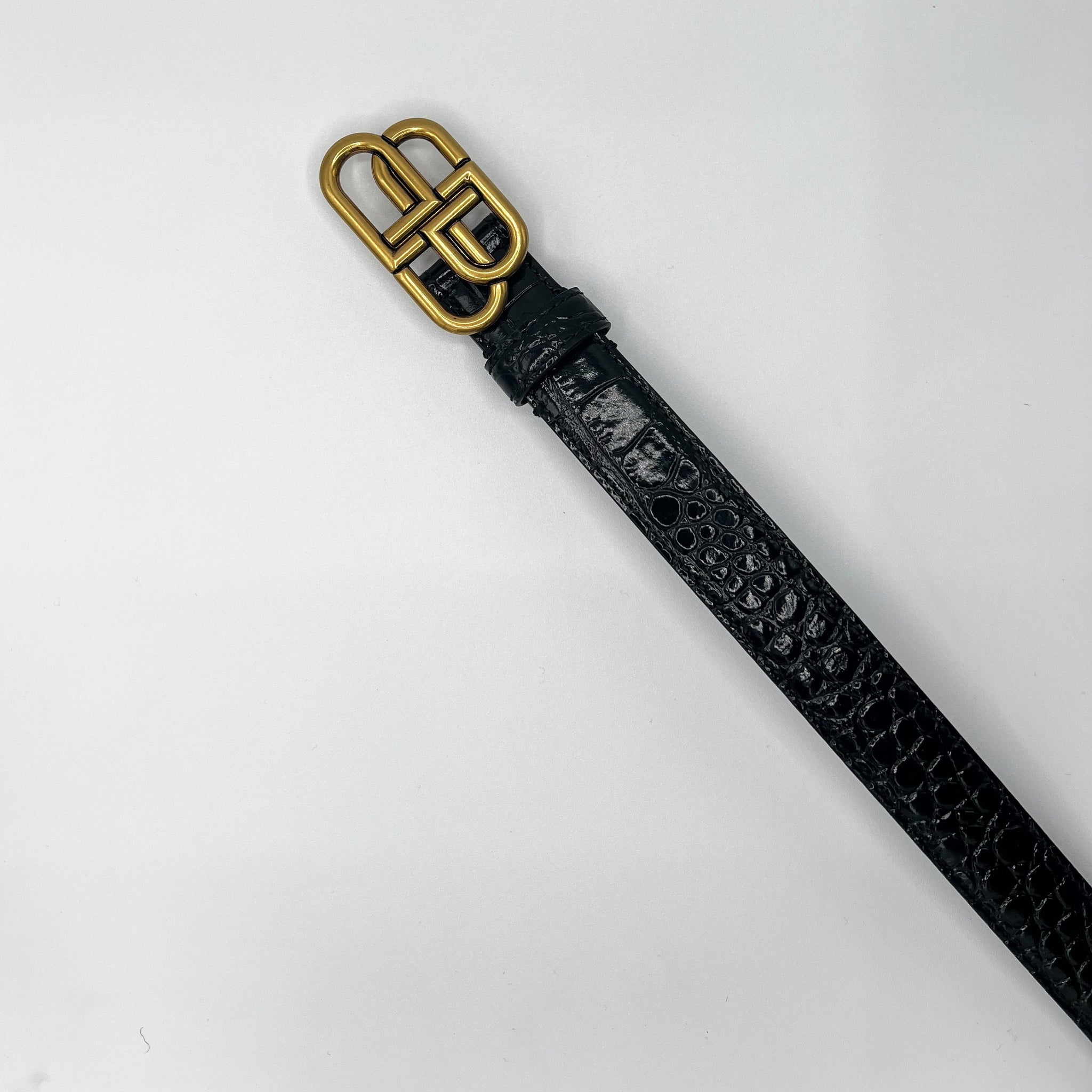 BALENCIAGA Black Thin BB Belt Size 75 cm