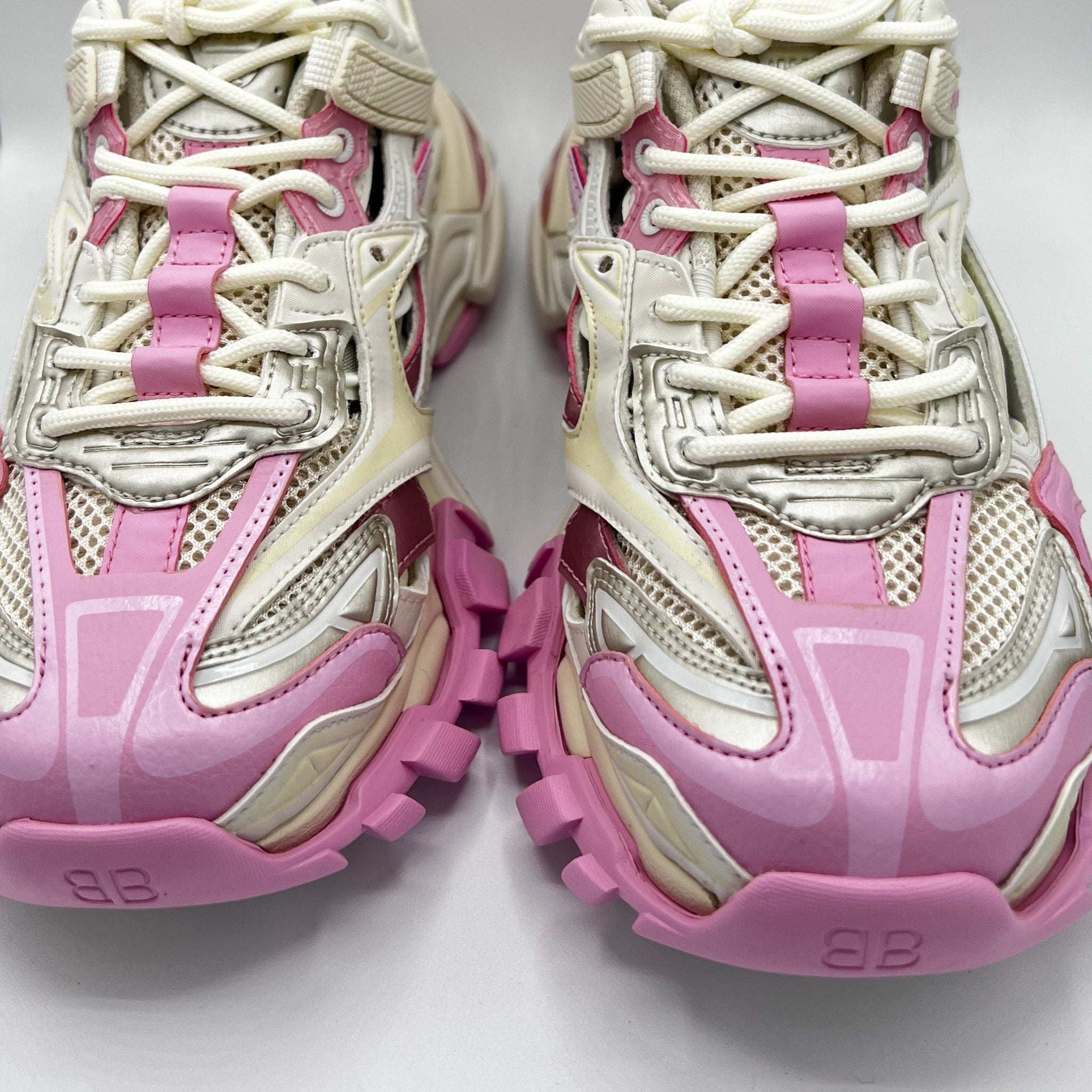 BALENCIAGA Pink & White Track Sneakers Size 39